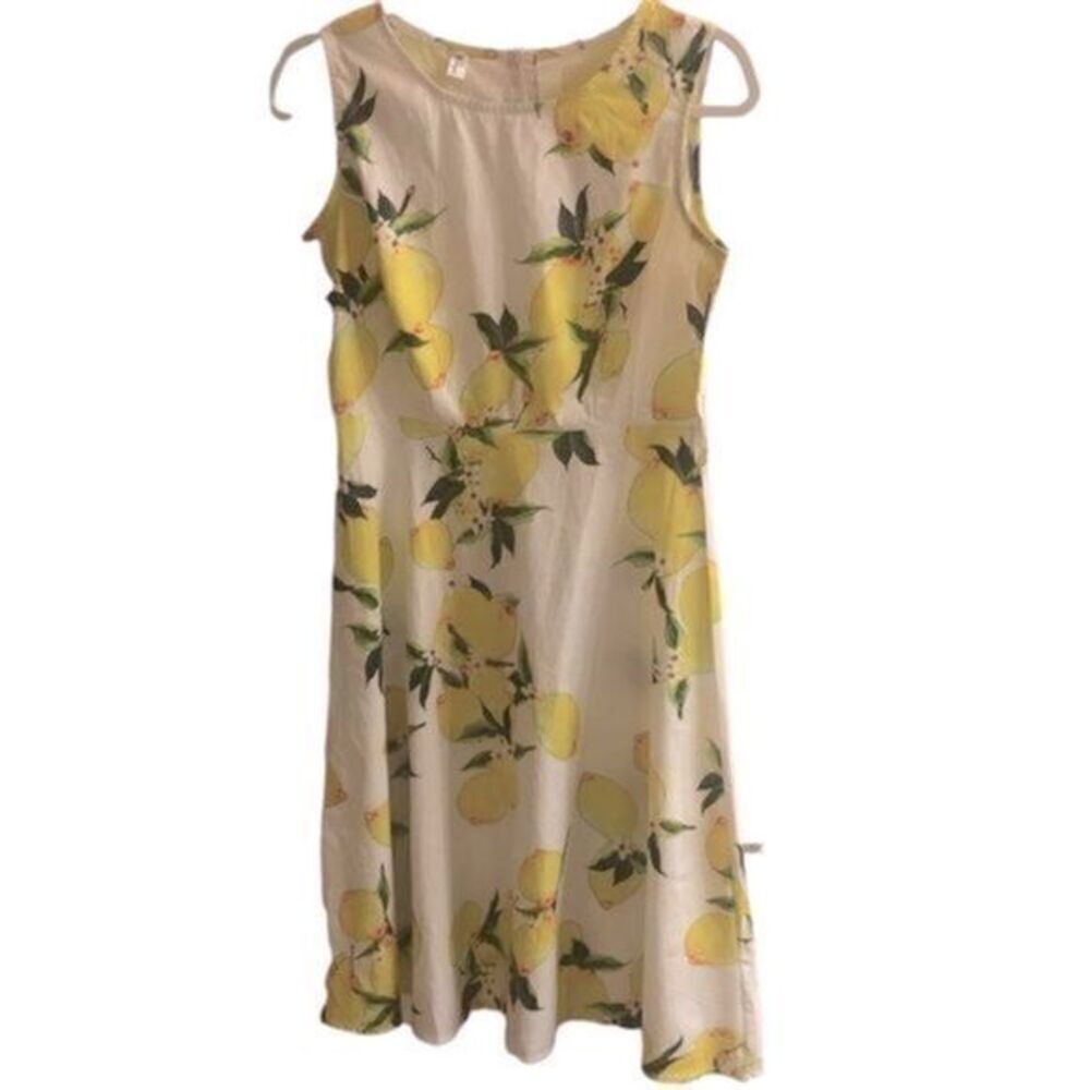 Lemon Print Sleeveless Fit &‎ Flare Sun Dress Size Medium - Picture 2 of 8